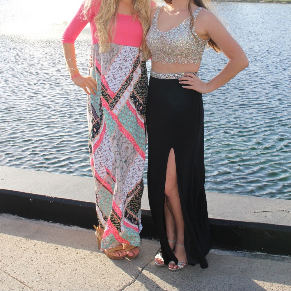 Prom crop top with matching skirt